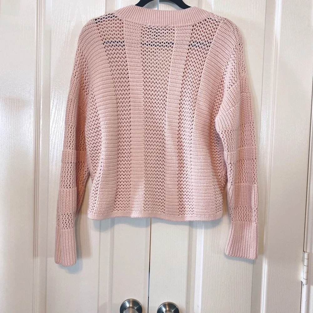 Woman’s Express V Neck Pink and White Star Sweater Size Small - Picture 2 of 12